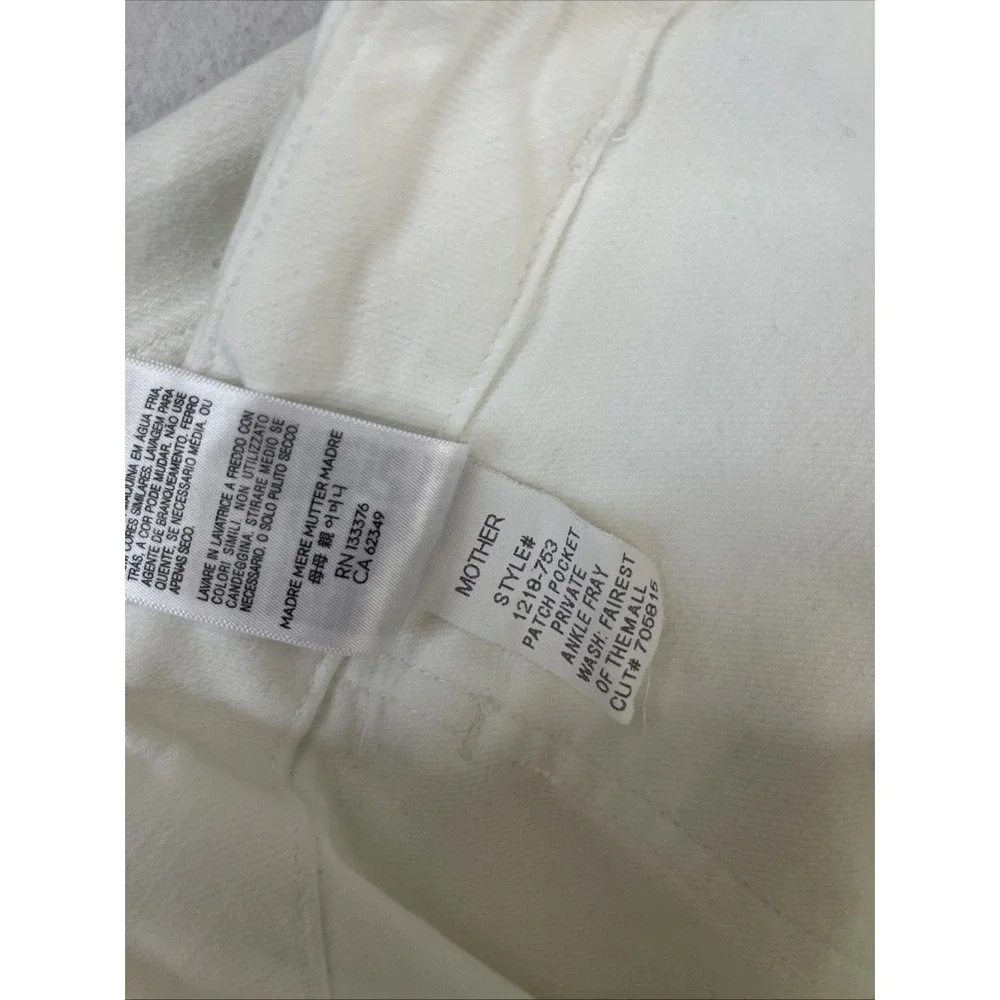 Mother Patch Pocket Private Ankle Fray Jeans White 33 1218-753 Fairest Of Them